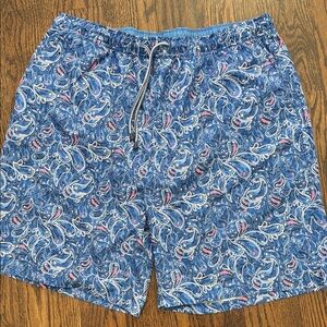 Peter Millar Blue Paisley Swim Trunks
